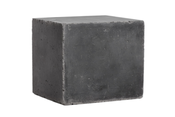Gray block of concrete sits on a white background, isolated