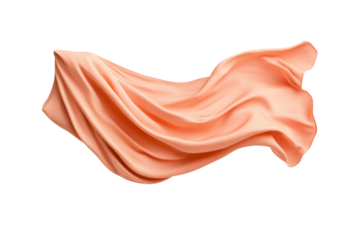 Long orange fabric is blowing in the wind, isolated