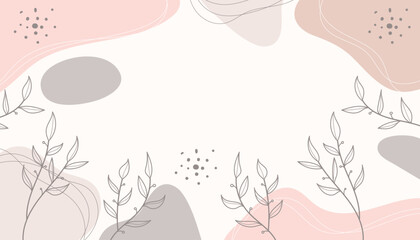 Design banner Spring background with tropical plants.Vector illustration