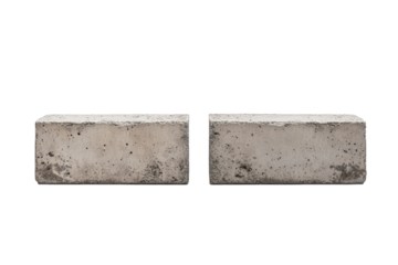 Two gray bricks are sitting on a white background, isolated