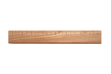 Wooden ruler with a white background, isolated