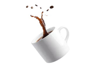  White coffee cup with a splash of coffee on the side, isolated © Space Priest