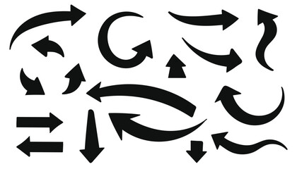 Black silhouette arrows. Flat style icons. Vector illustration