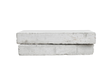 Two white concrete blocks are stacked on top of each other, isolated