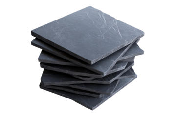 Stack of black tiles on a white background, isolated