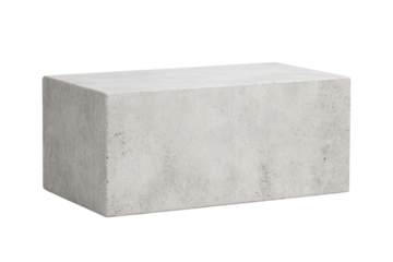 Gray block of concrete sits on a white background, isolated
