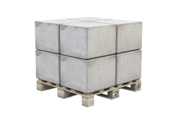 Stack of gray blocks on a pallet, isolated