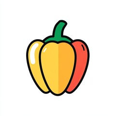 bell pepper, a simple line drawing, flat design style, pastel colors, white background