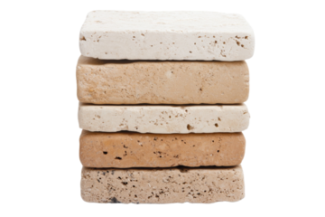 Stack of white and brown bricks, isolated