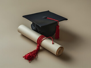 Éxito y logro: Símbolos de graduación y nuevos comienzos - obrazy, fototapety, plakaty
