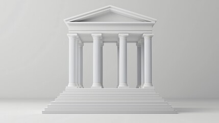 White temple model, neutral background, architectural design