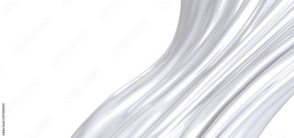 Poster Close-up image of smooth white fabric with a black border, showcasing its texture and soft curves. The fabric drapes elegantly, creating a minimalist and abstract design.
