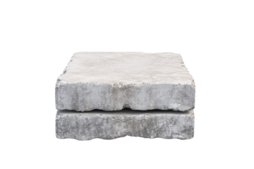 Gray and white stone slab is sitting on a white background, isolated
