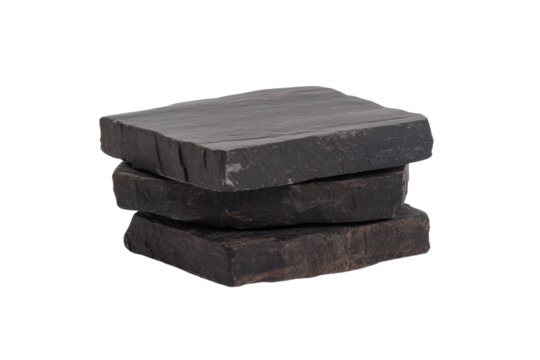 Three black stones stacked on top of each other, isolated