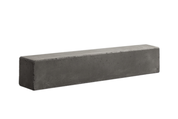 Gray concrete block sits on a white background, isolated