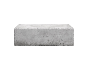 Grey concrete block sits on a white background, isolated