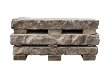Three blocks of stone are stacked on top of each other, isolated