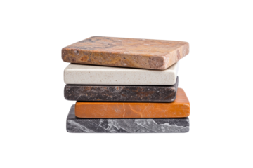 Stack of different colored tiles, isolated