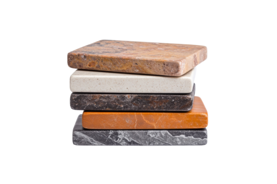 Stack of different colored tiles, isolated