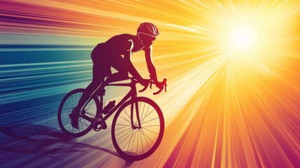 Obraz premium Cyclist Riding on Bicycle Under Bright Sunlight Background