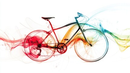 Fototapeta premium Colorful Abstract Bicycle Design with Flowing Lines and Motion