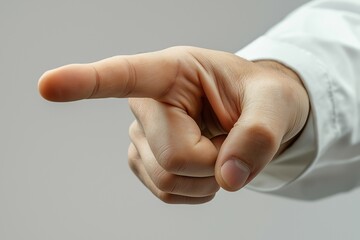Obraz premium A close-up of a male hand pointing forward, symbolizing direction or emphasis.