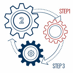 Gears with Thin Line Circle and Icons for Presentation Chart