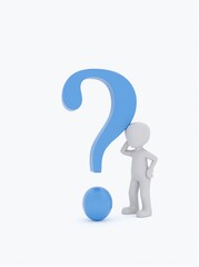 Naklejka premium 3D Render: Figure with Question Mark and Sphere