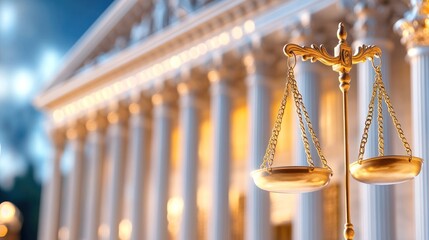 Golden Scales of Justice Courthouse Background Legal Image