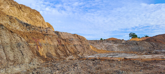 arid land left over from illegal coal mining excavations in Kalimantan, Indonesia	
