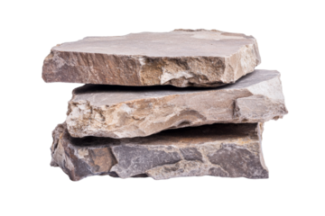 Three large rocks stacked on top of each other, isolated