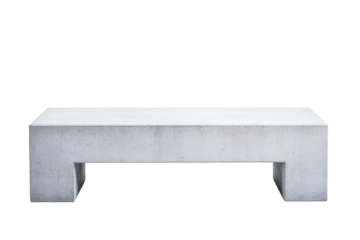 Long white bench with a curved back, isolated