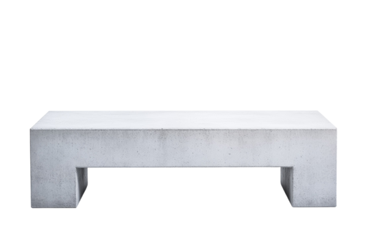 Long white bench with a curved back, isolated