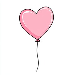 heart balloon, a simple line drawing, flat design style, pastel colors, white background