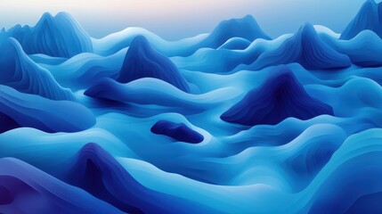Obraz premium Abstract undulating landscape with blue hues and layered texture