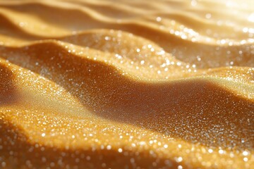 Naklejka premium Glistening golden waves of sand reflecting sunlight create a mesmerizing, warm ambiance.