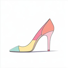 heels, a simple line drawing, flat design style, pastel colors, white background