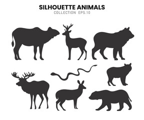 Silhouette animals of savanna, all of is mammals.