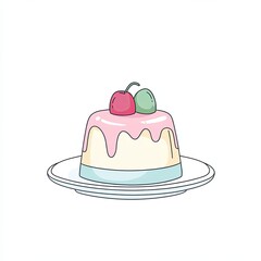 jelly food, a simple line drawing, flat design style, pastel colors, white background