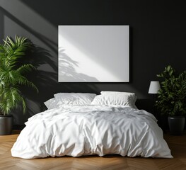 Cozy Modern Bedroom with White Bedding and Minimalist Decor