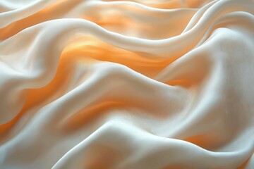 Obraz premium Close-up of luxurious cream silk fabric draped gracefully, showcasing soft waves and subtle sheen.