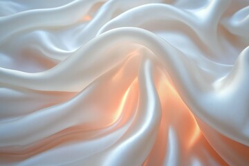Obraz premium Soft white satin fabric draped gracefully, creating elegant folds and subtle light reflections.