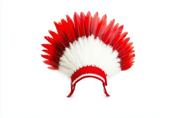 Red and white feather headdress