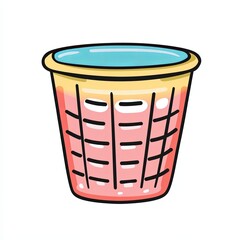 laundry basket, a simple line drawing, flat design style, pastel colors, white background