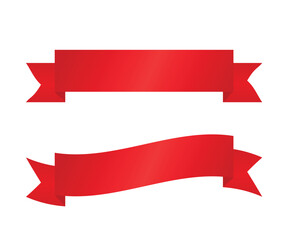 Red Ribbons banner set. Ribbon set. Vector illustration