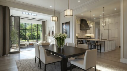 Fototapeta premium Modern Open Concept Dining Area in a Bright Contemporary Home