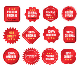 Red Premium Product Labels Collection.Vector illustration