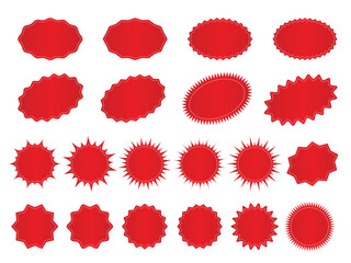 Collection red premium product circle blank labels. Vector illustration