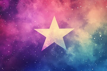 Obraz premium A golden star shines brightly in a colorful cosmic nebula