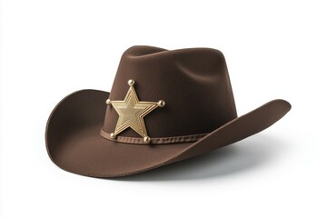 Brown cowboy hat with a star on it